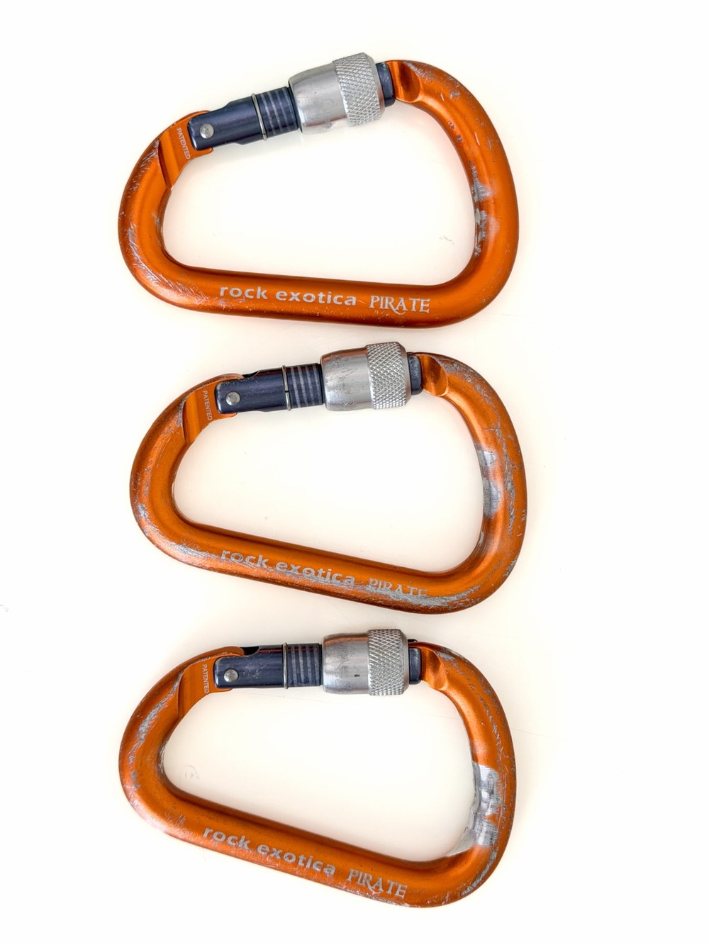 Rock Exotica Pirate Screw-Lock Carabiners in Orange (Set of 3) Used